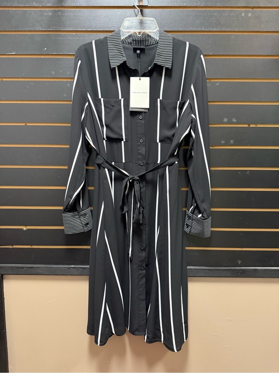 Who What Wear Dresses & Skirts - NWT Who What Wear Black White Stripe Shirt Dress Belted XL Midi Dress